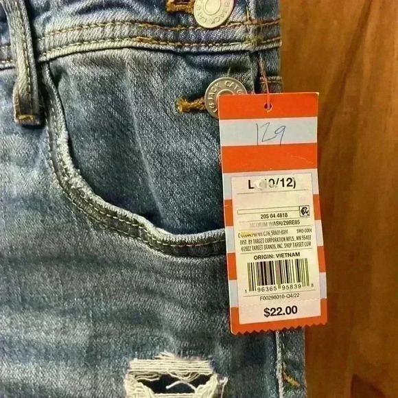 Cat and Jack Girls Distressed Short-all Medium Wash Size Large-NWT - Picture 4 of 7